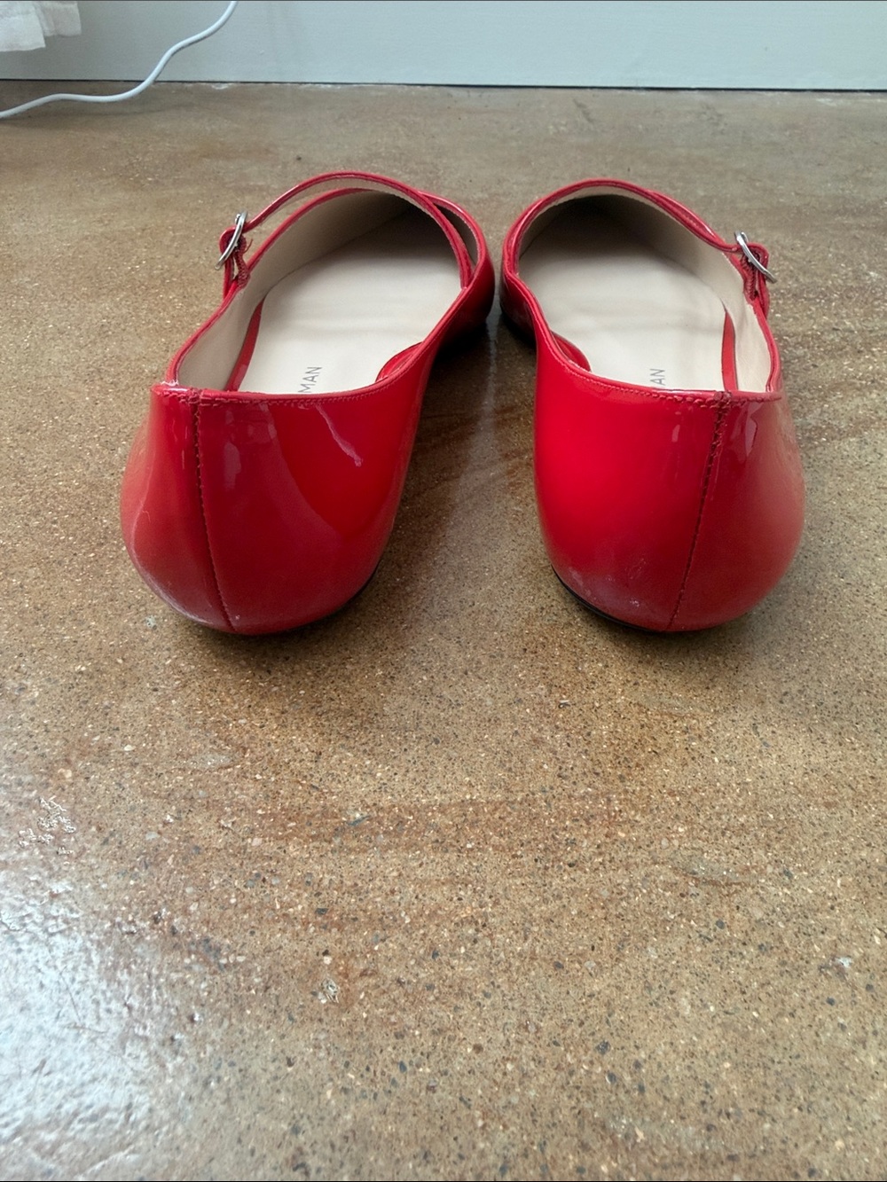 Stuart Weitzman Red Patent Pointed Mary Jane Flats - Picture 7 of 9